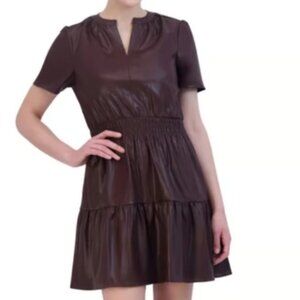 Vigoss Ladies' Faux Leather Dress, Brown, Medium‎